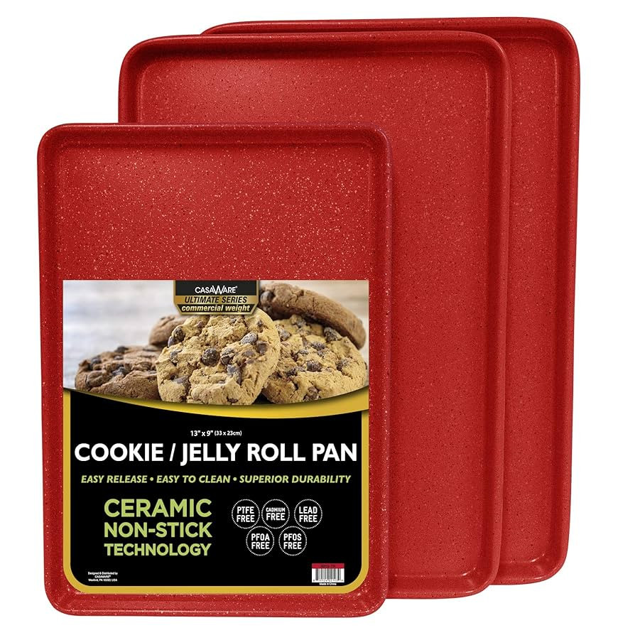 casaWare 3pc Ultimate Commercial Weight Cookie Sheet Set, Two 15 x 10-Inch Pans, One 13 x 9-Inch-... | Amazon (US)