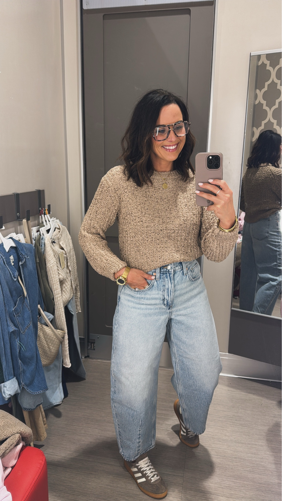 Ladies look at this outfit from @Target Chic and effortless! Perfect for this winter season. These jeans are so comfortable and easy to style for errands or work! 

Mom style casual outfits target must haves brown flats women's blouses affordable target fits teacher mom approved women's fashion sweaters brown tops Vintage Pickin 