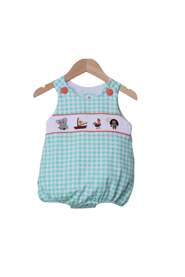 Smocked Ocean Friends Mint Gingham Bubble | The Smocked Flamingo