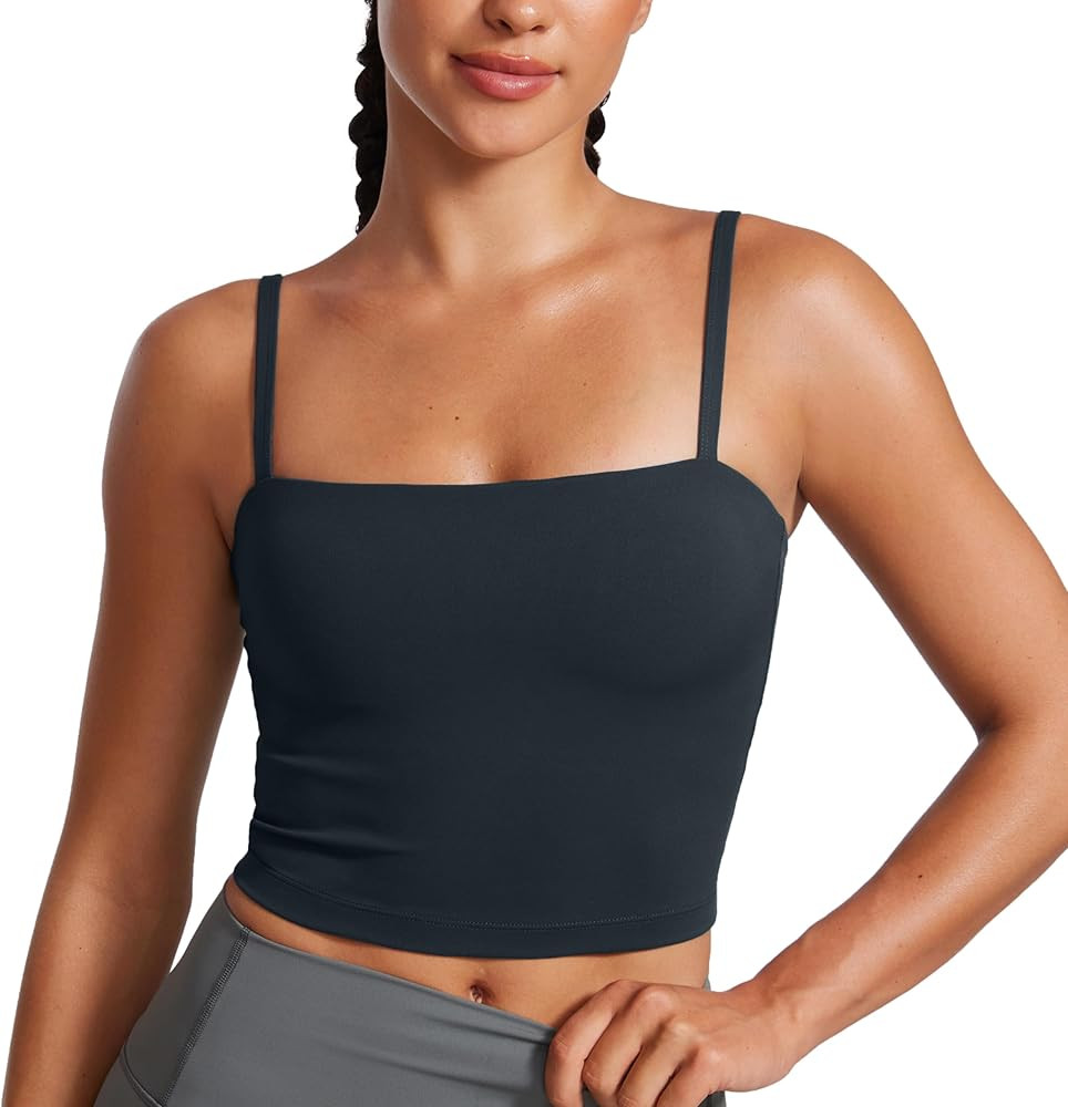 CRZ YOGA Butterluxe Adjustable Longline Sports Bras for Women - Square Neck Padded Workout Crop T... | Amazon (US)