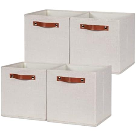 Temary 11x11 Storage Cubes Fabric Storage Cubes Storage Bins with Dual Leather Handles Canvas Storag | Amazon (US)