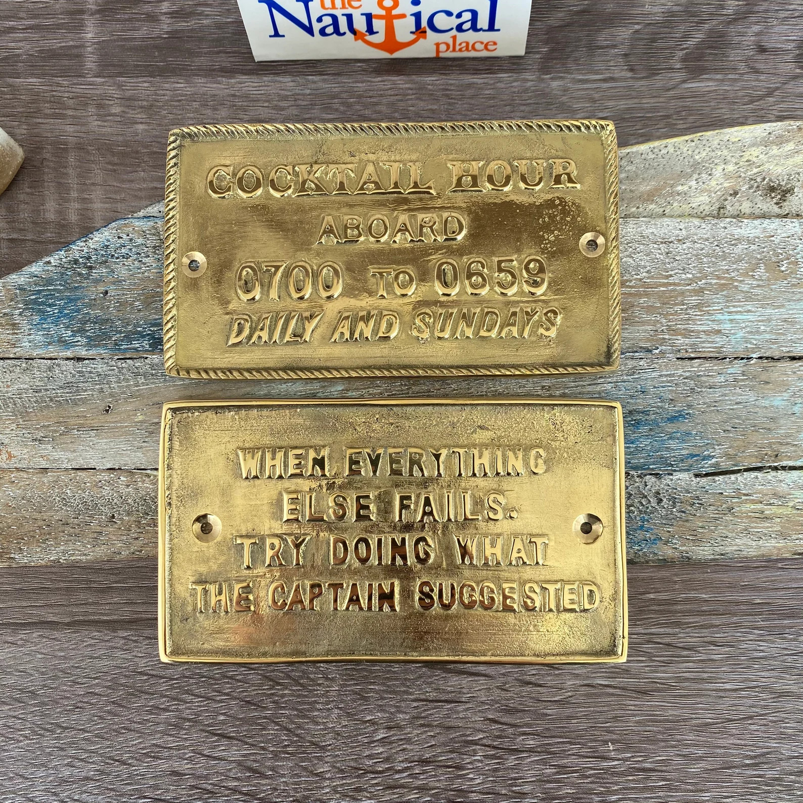Nautical Signs - Solid Brass - Captain Suggested, Cocktail Hour - Nautical Wall Plaque Decor - Bo... | Etsy (Global)