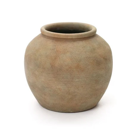 LuxenHome Terracotta 10" Round Vase with Natural Earth Tones, Accent for Farmhouse or Boho Interiors | Walmart (US)