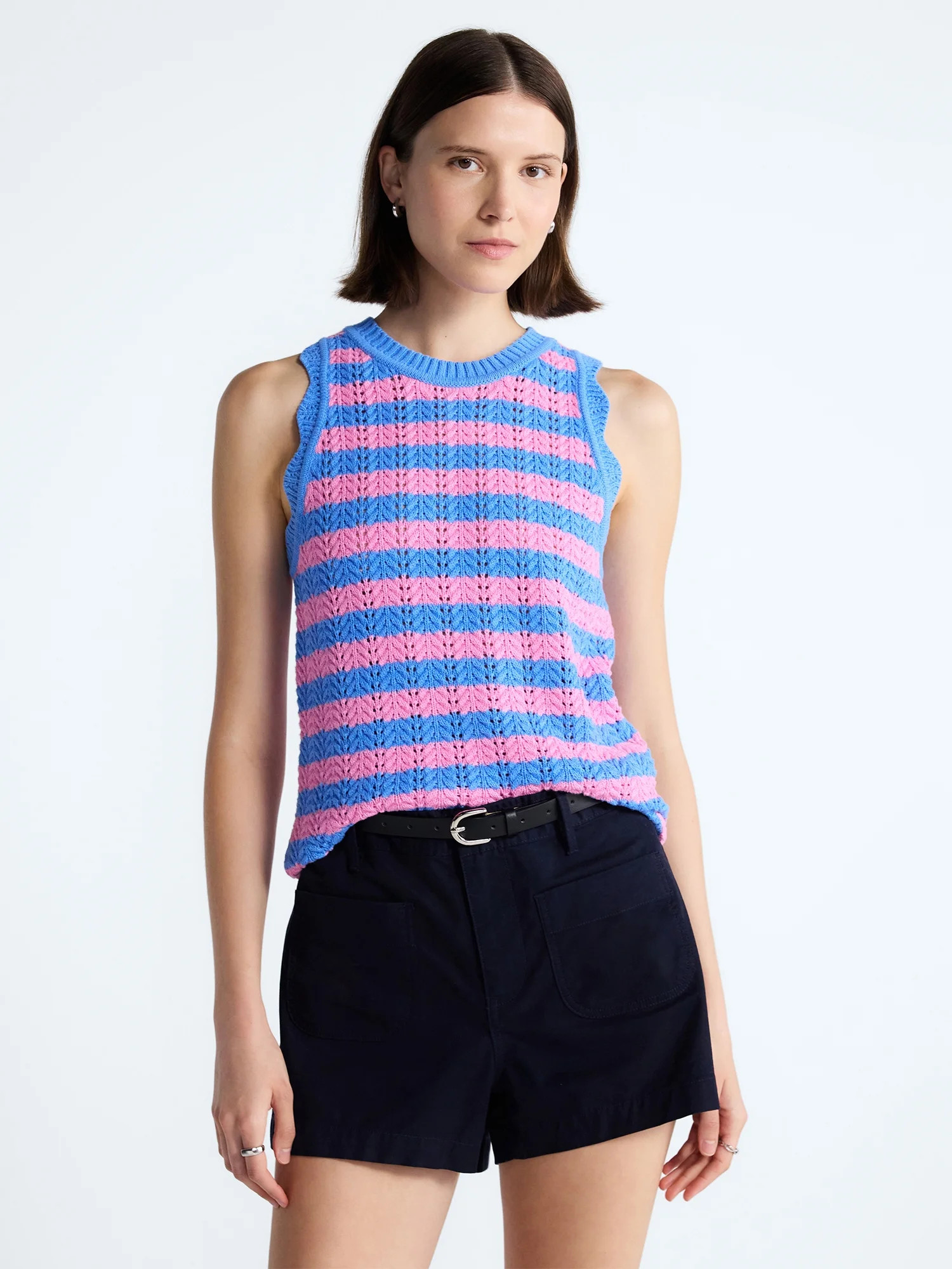 Free Assembly Women's Crochet Cotton Racerback Tank Top, Lightweight, Sizes XS-XXL - Walmart.com | Walmart (US)