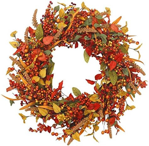 VGIA 22 inch Artificial Fall Wreath Door Wreath Autumn Wreath Berry Wreath Fall Decorations | Amazon (US)