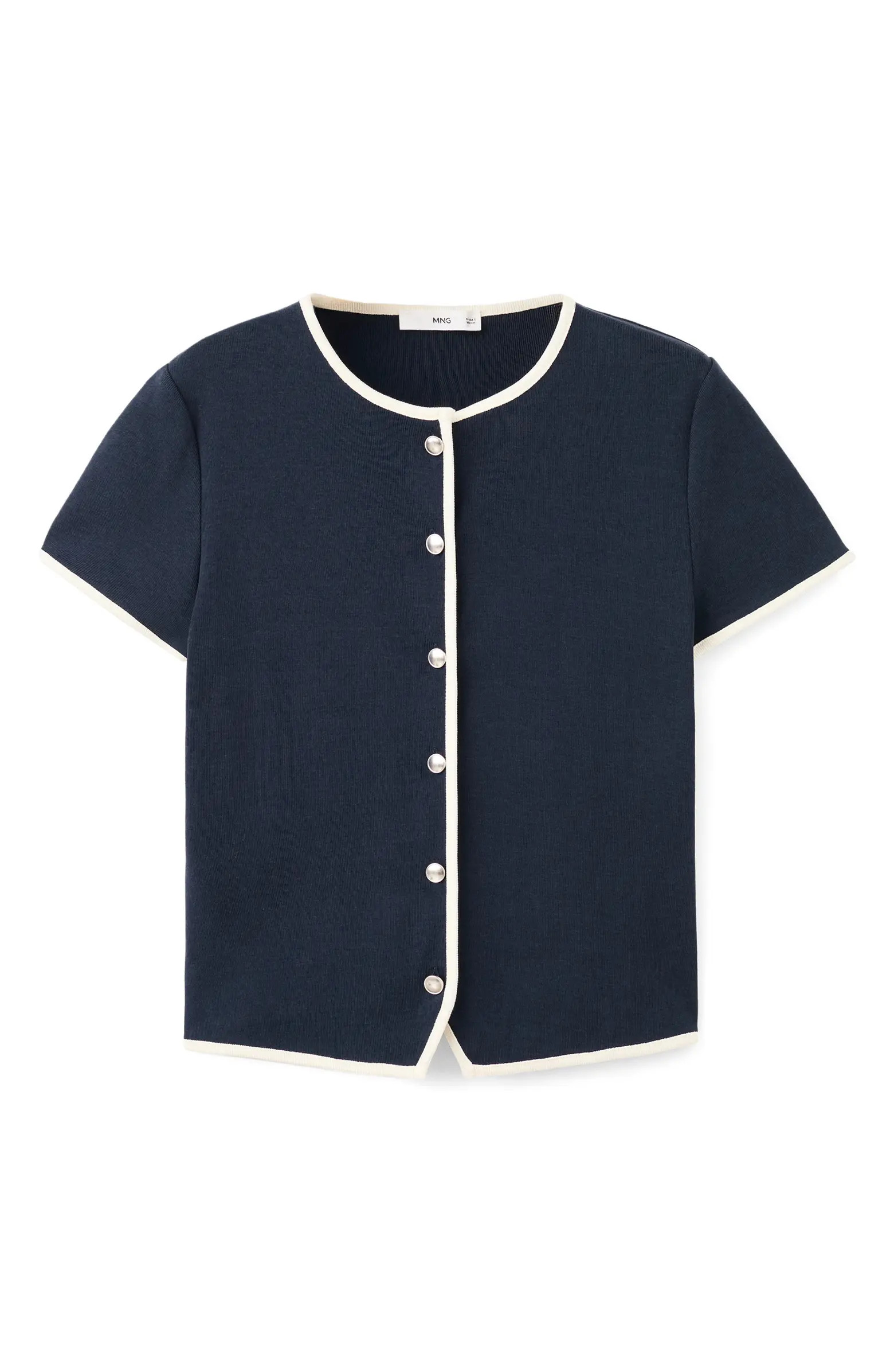 Piped Trim Cotton Button-Up Top | Nordstrom