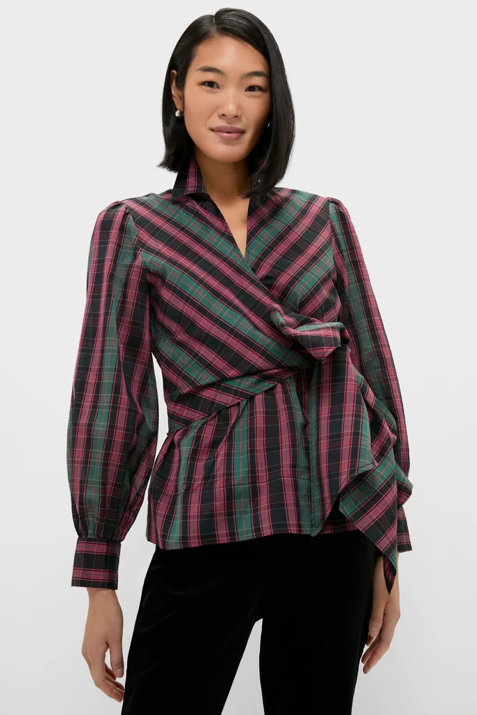 Tartan Tie Front Bow Bea Blouse | Tuckernuck (US)