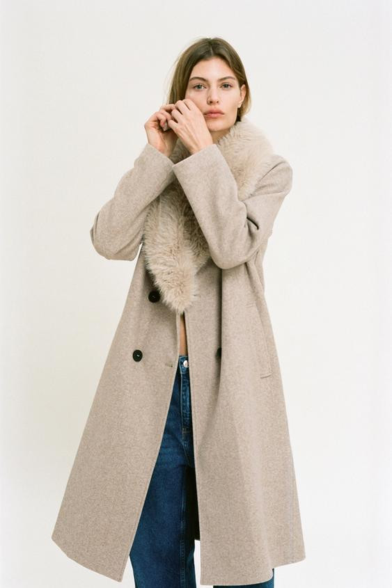 FAUX FUR LAPEL COAT | Zara US