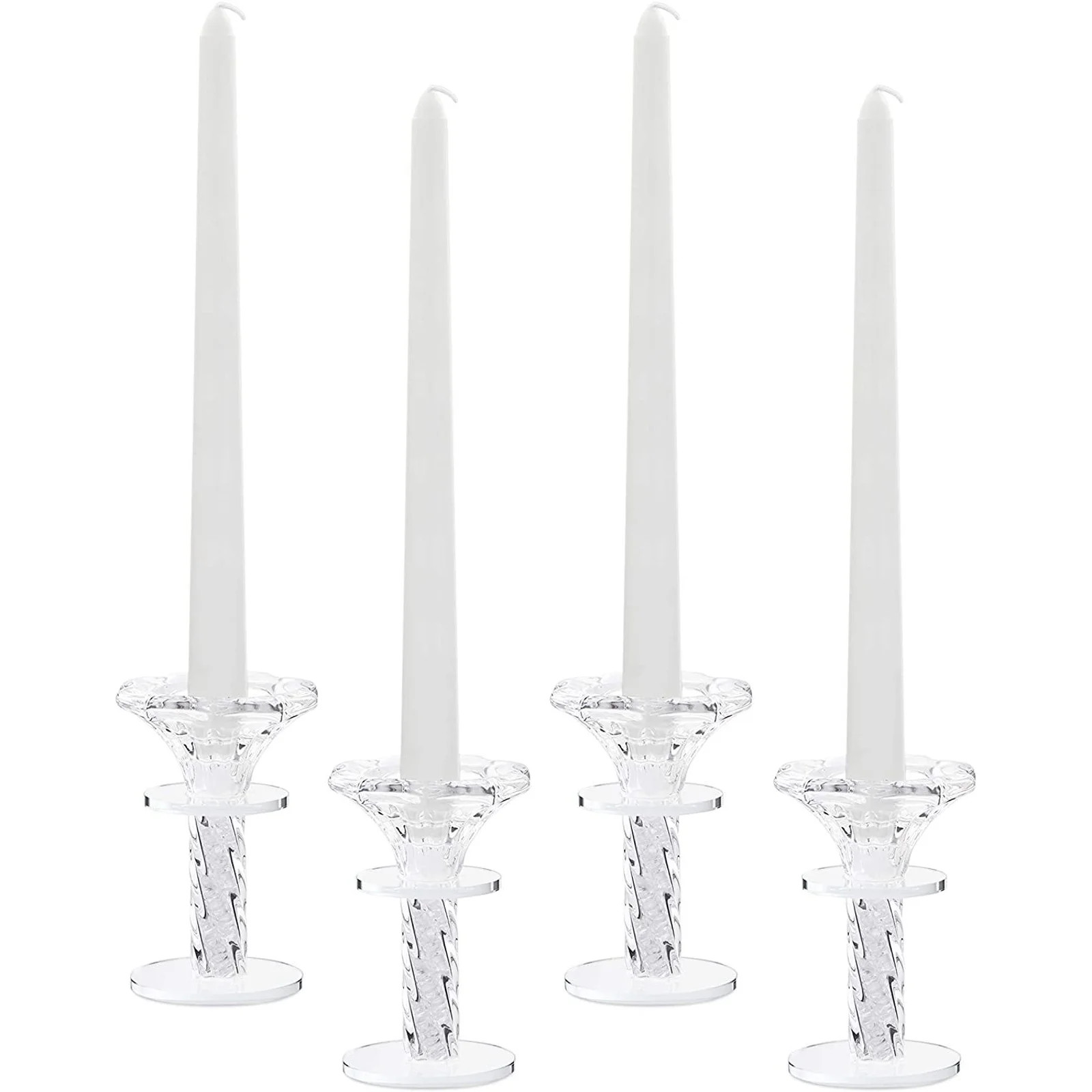 Okuna Outpost Crystal Candlestick Holders, Glass Home Decor (2.8 x 4.2 Inches, 4 Pack) | Walmart (US)