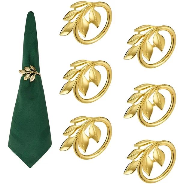 Limei Golden Maple Leaf Napkin Rings Set of 6, Vintage Leaf Napkin Ring Holders Halloween Napkin ... | Walmart (US)