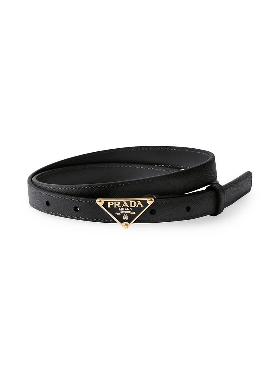 Women's Saffiano Leather Belt - Black Gold - Size 30 | Saks Fifth Avenue