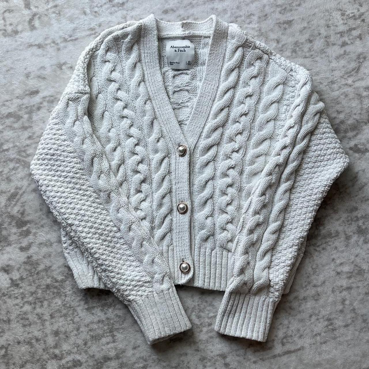 Abercrombie & Fitch Women's Cardigan - White/Cream - XS | Depop US