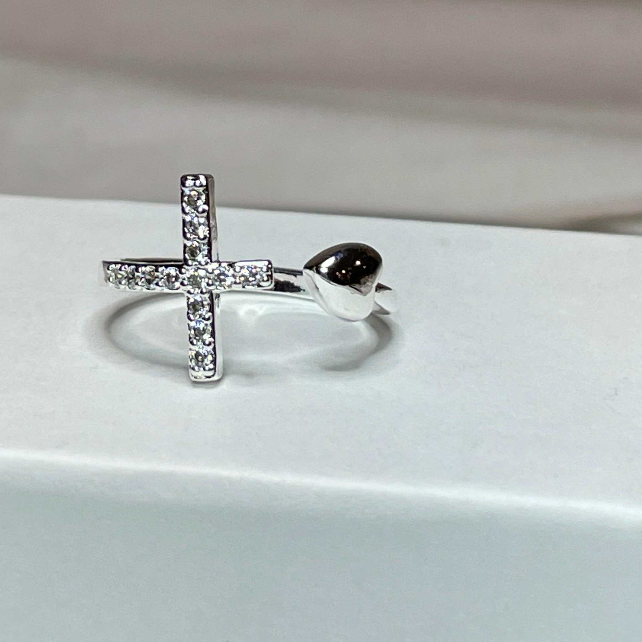 Adjustable Cross and Heart Ring Religious Jewelry- Religious Gift Idea- Christian Gifts Christian... | Gravie's