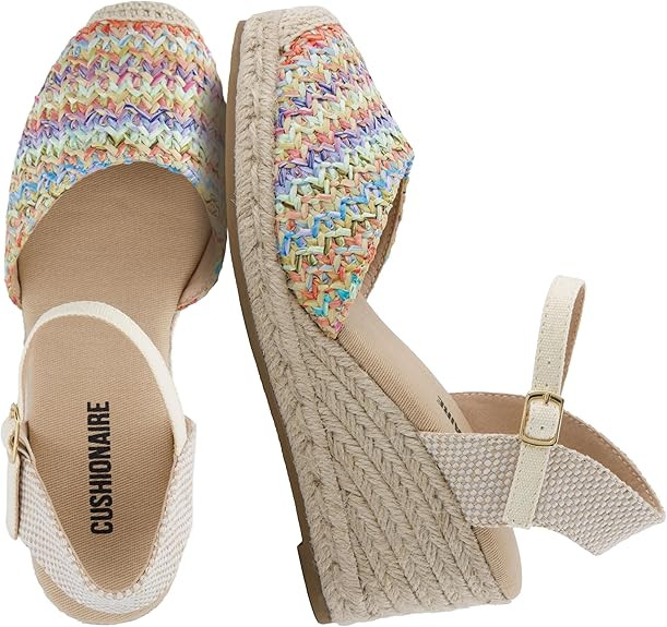CUSHIONAIRE Tuti Platform Espadrilles for Women, Multicolor Woven Closed Toe Wedge Sandals with A... | Amazon (US)