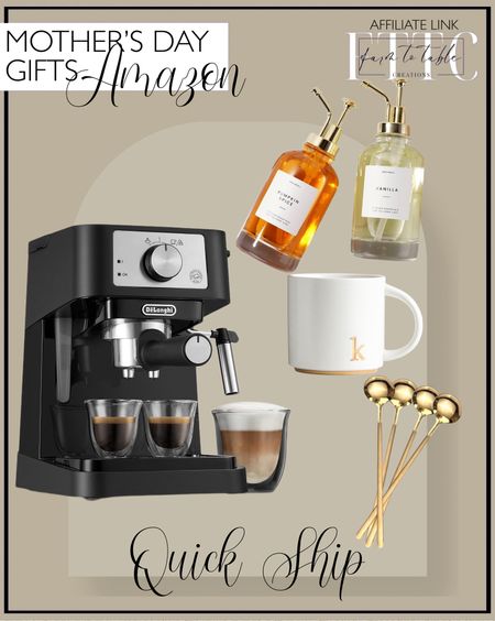 Amazon Quick Ship Mother’s Day Gifts. Follow @farmtotablecreations on Instagram for more inspiration.

Espresso Machine. Monogrammed Coffee Mugs. Espresso Spoons. Syrup Dispensers. Coffee Bar. Coffee Station. Coffee Gifts for Mom.  Amazon Gifts. Amazon Prime  

#LTKGiftGuide #LTKSaleAlert #LTKFindsUnder50
