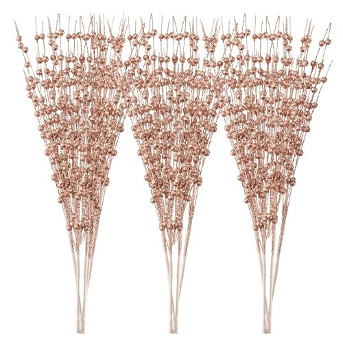 Joiedomi 24 Pcs Christmas Tree Berry Stem (Champagne), Decorative Bead Sticks, Glittery Twigs, Picks, Branches for Christmas Tree, Small Vase, Holiday, Wedding, Party (17 Inches, Champagne) | Amazon (US)