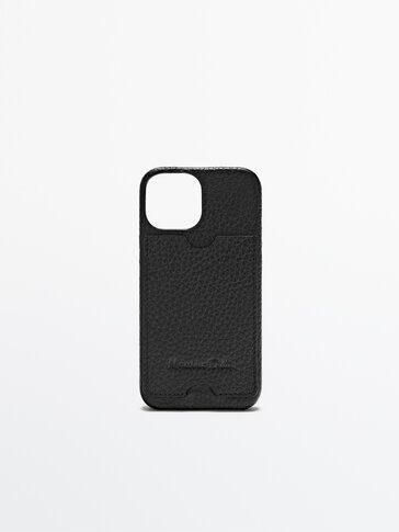 Tumbled leather iPhone 13 Mini case with card slot | Massimo Dutti (US)