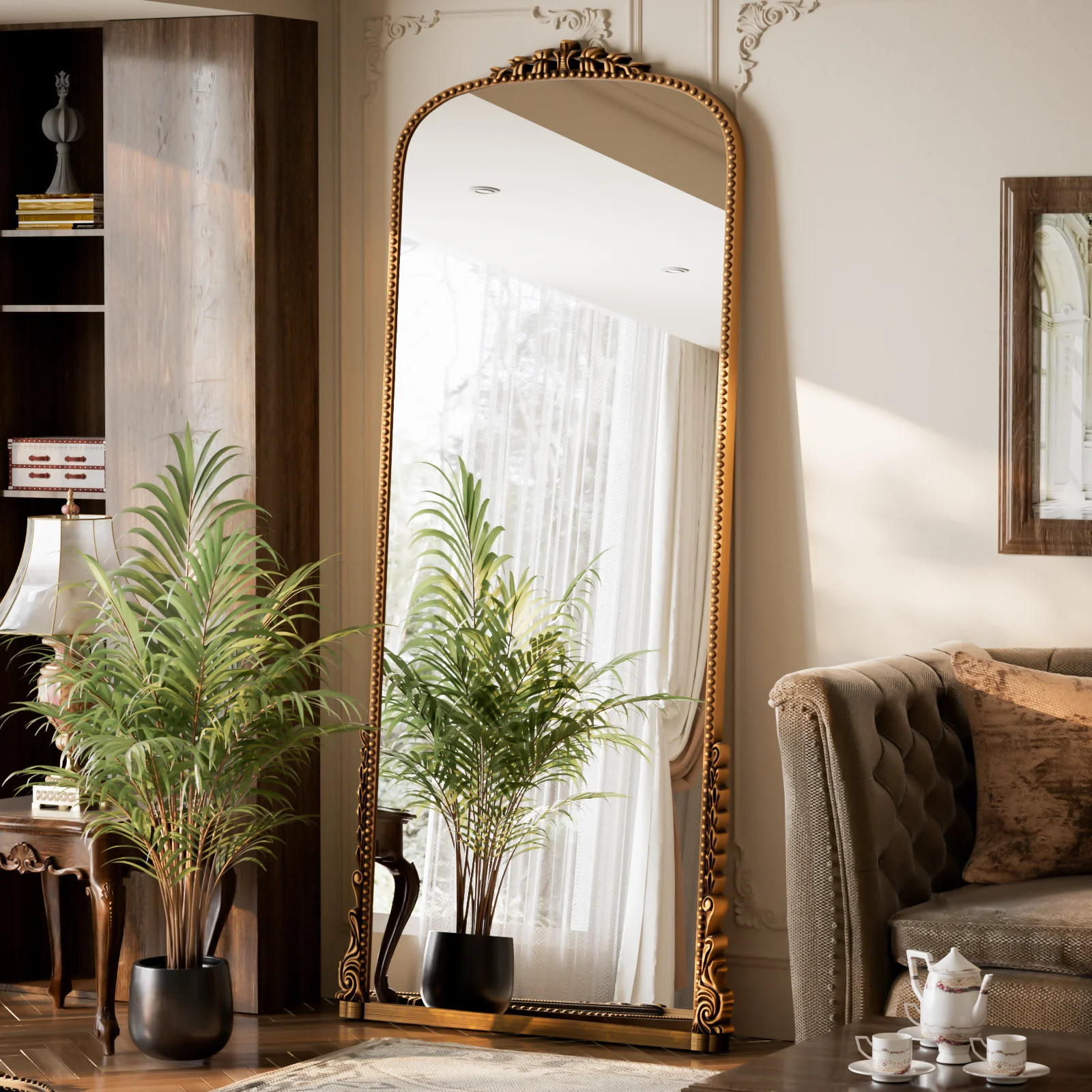 GRAHMCY 69"x28" Vintage Arched Full Length Mirror Floor Mirror, Antique Gold | Walmart (US)