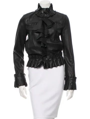 Diane von Furstenberg Leather Ruffle Jacket | The Real Real, Inc.