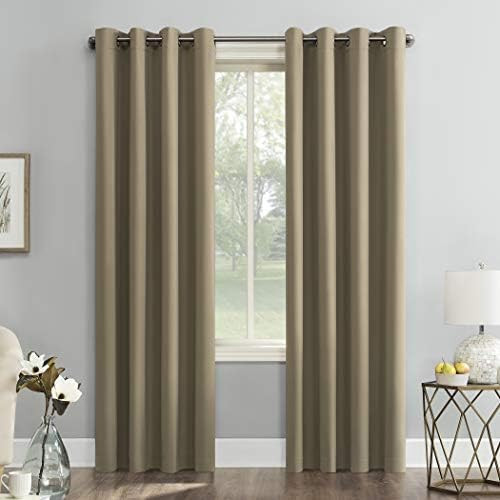 Sun Zero Soho Blackout Energy Efficient Grommet Curtain Single Panel, 54" x 95", Barley | Amazon (US)