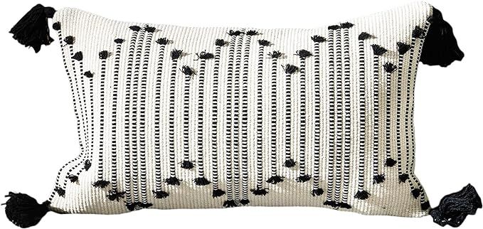 LIGICKY Boho Lumbar Pillow Covers Decorative Woven Tassel Throw Pillows Rectangle Pillow Sham Bla... | Amazon (US)