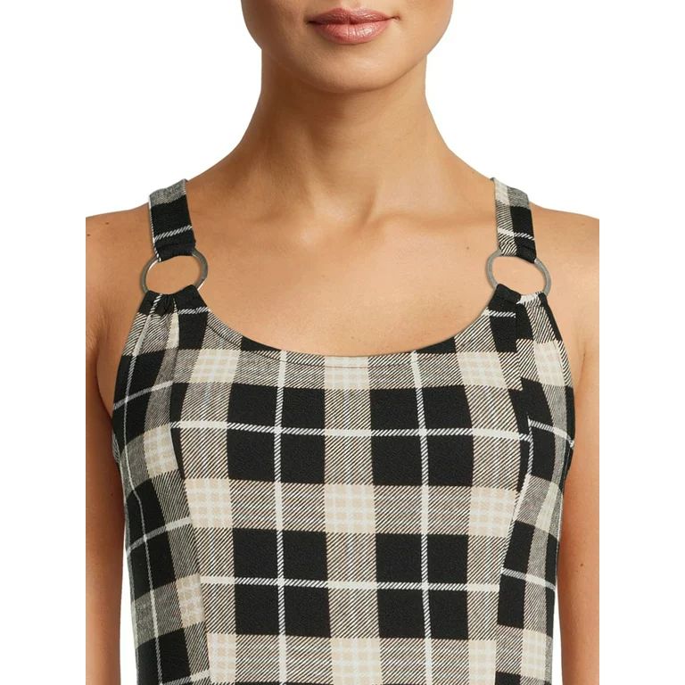 No Boundaries Junior's Plaid Romper | Walmart (US)