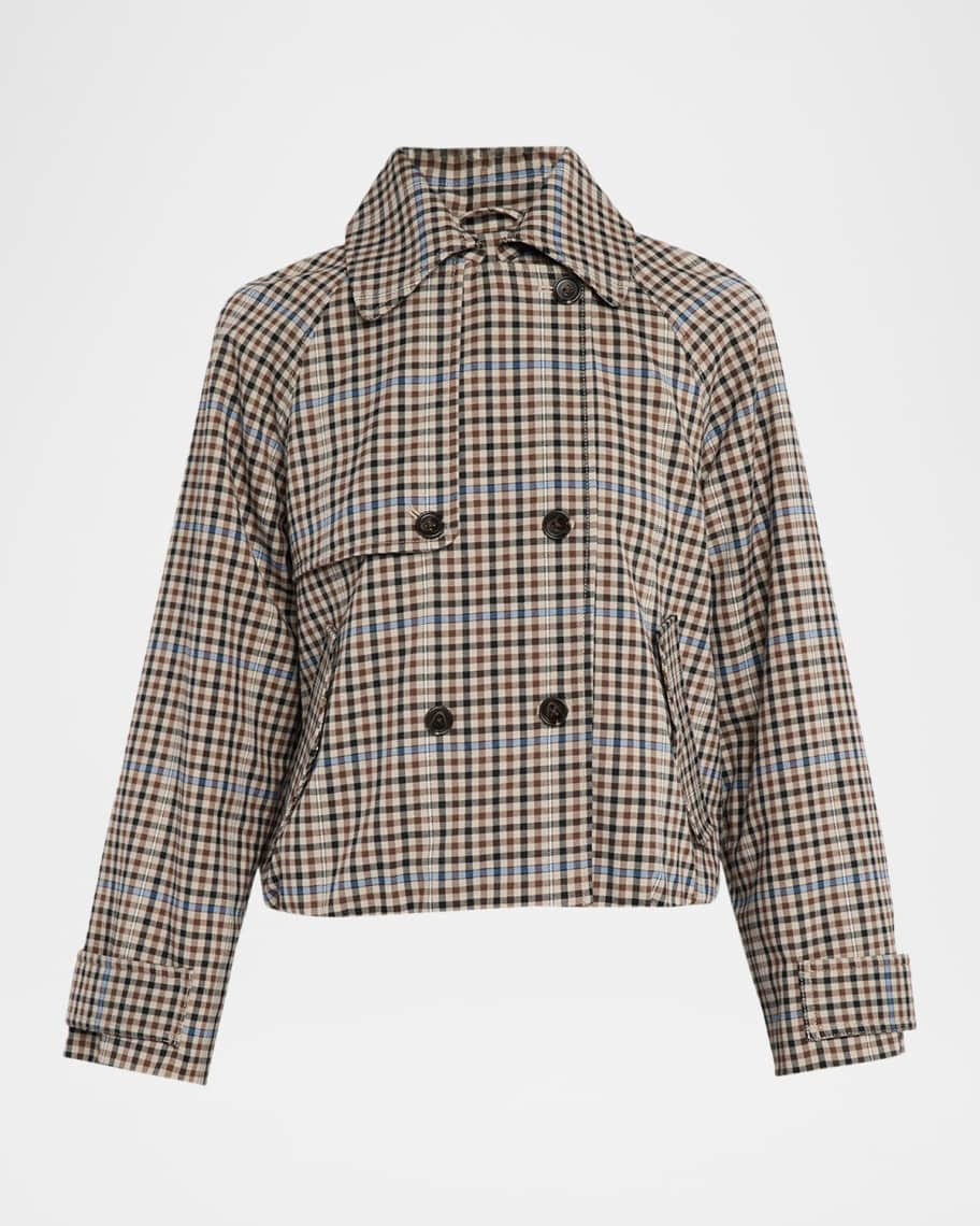 Rails Jett Cropped Check Trench Coat | Neiman Marcus