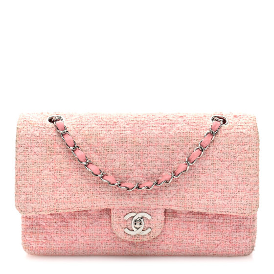 Tweed Medium Double Flap Pink | FASHIONPHILE (US)