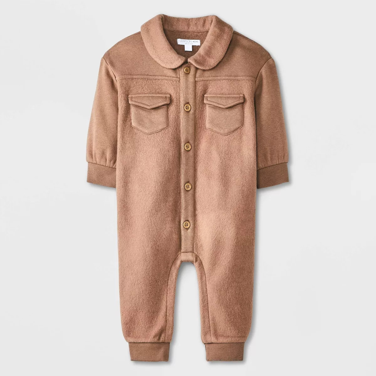 Grayson Mini Baby Boys' Collared Romper - Brown Newborn | Target