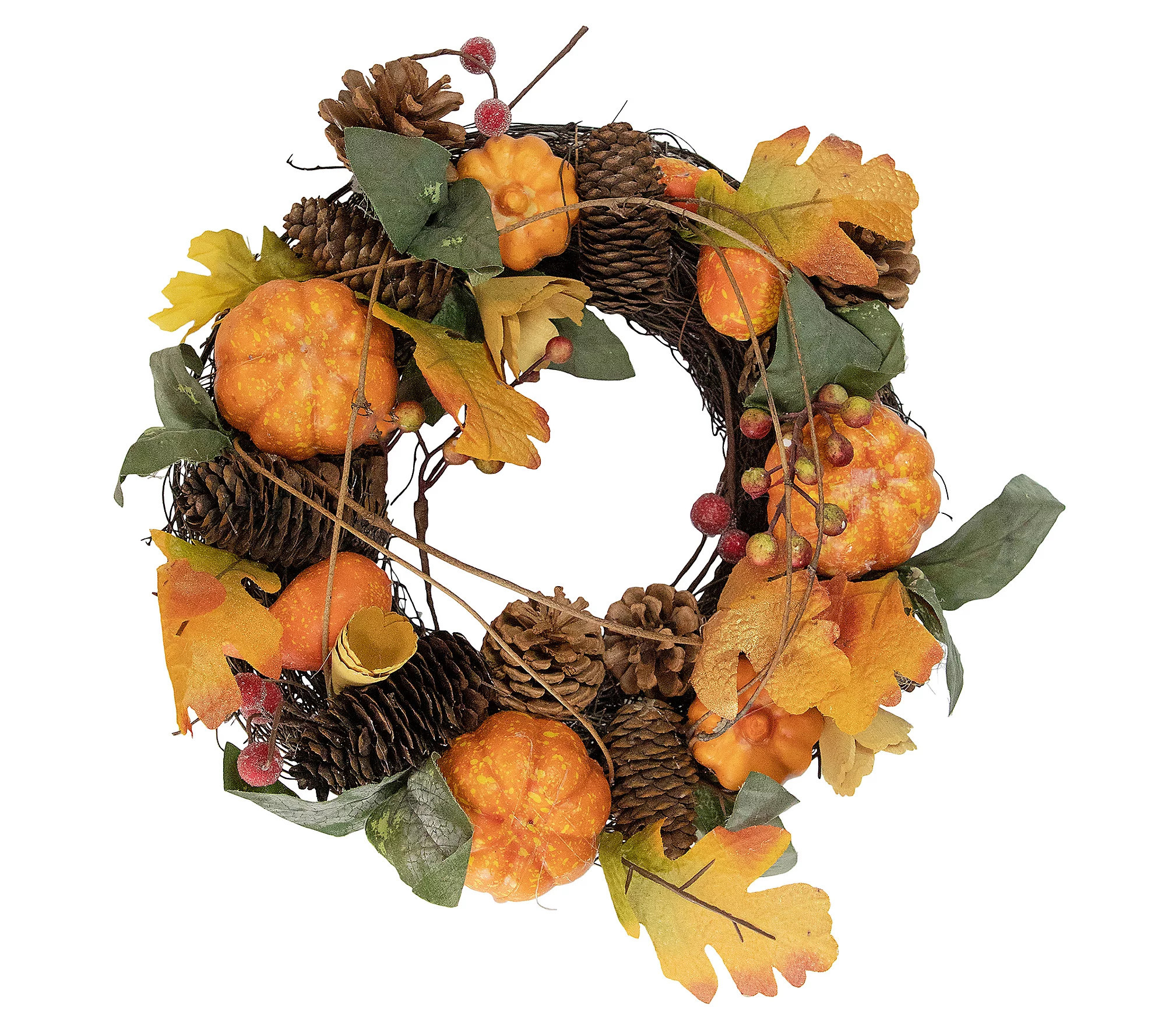 Northlight Pumpkin & Pinecone Fall Harvest Wrea h 13.5 | QVC