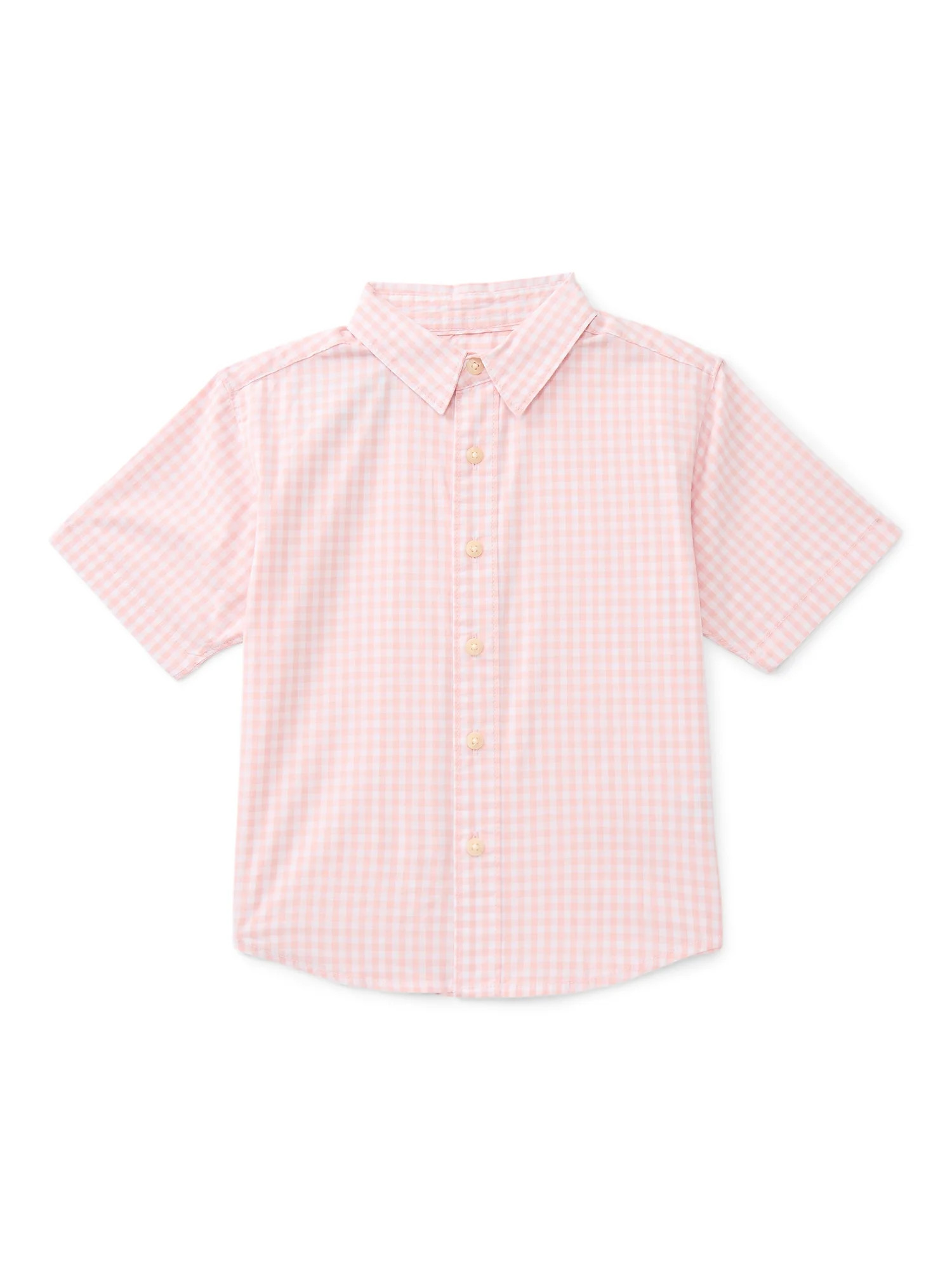 Wonder Nation Boys Cotton Button Down Shirt with Short Sleeves, Sizes 4/5-18 & Husky | Walmart (US)