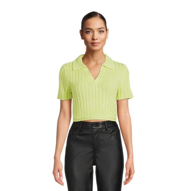 Madden NYC Juniors Cropped Tie Back Polo Top | Walmart (US)