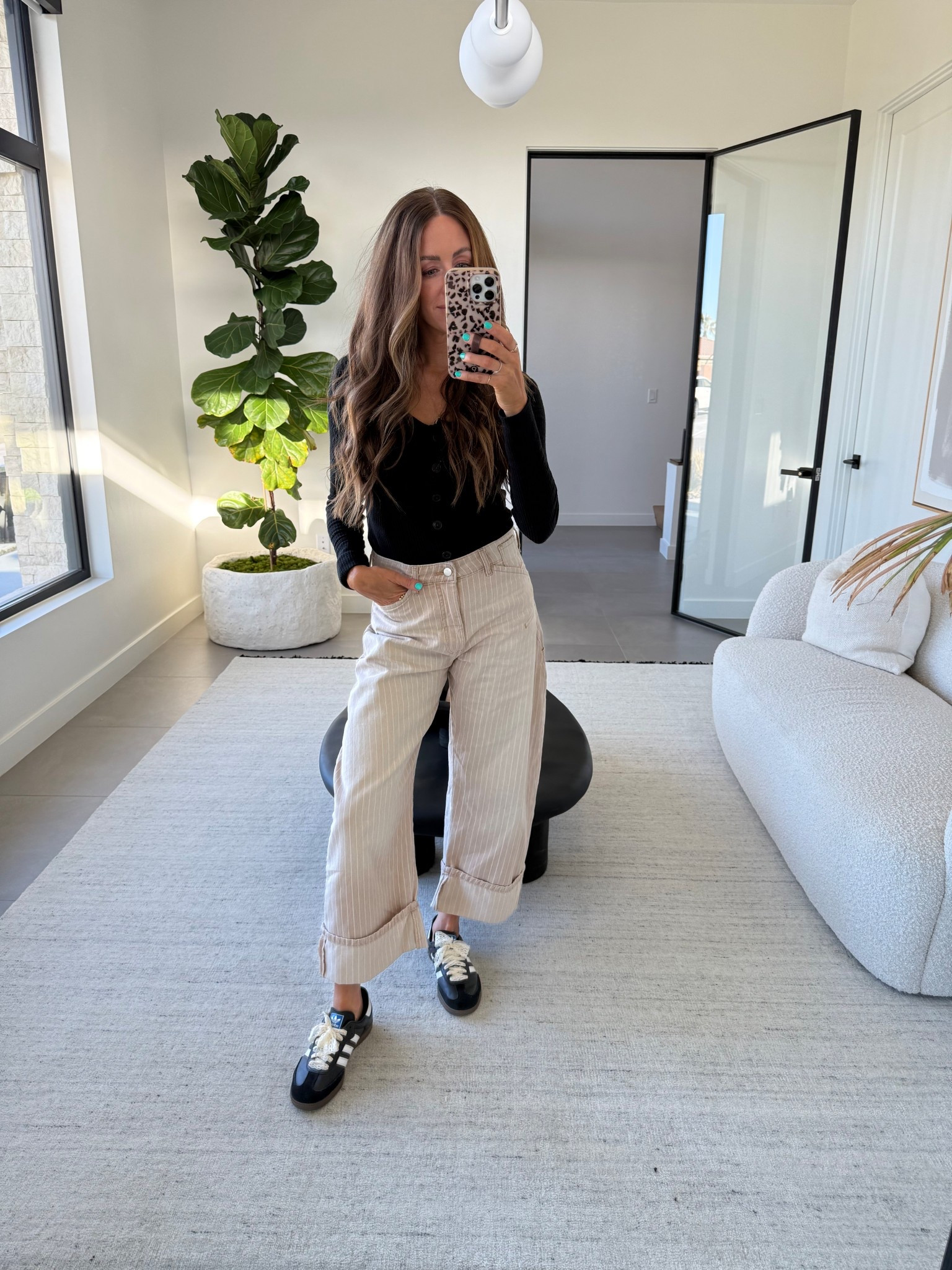 Obsessed with these striped jeans! Fit true to size. 