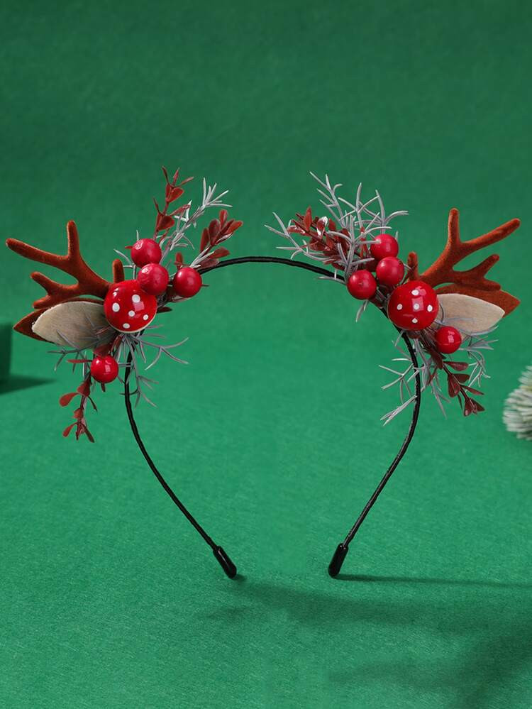 Christmas Antler & Mushroom Decor Headband | SHEIN