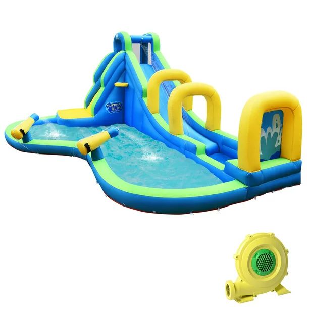 Gymax Kids Inflatable Water Park Bounce House with Slide, Climbing Wall and Splash Pool - Walmart... | Walmart (US)