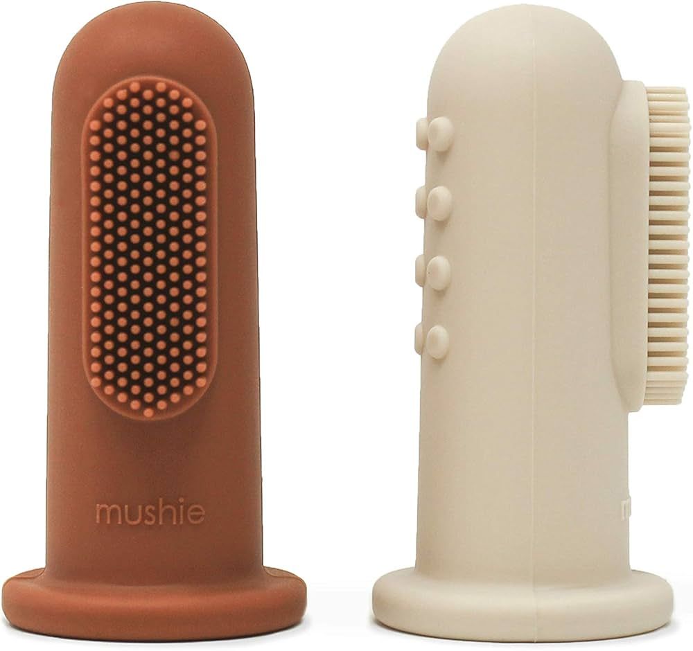 mushie Baby Finger Toothbrush (Clay/Shifting Sand) 2-Pack | Amazon (US)