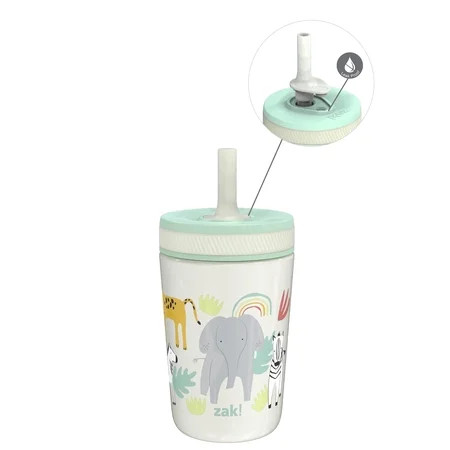 Zak Designs 12oz Kelso Toddler Cups For Travel or At Home, Vacuum Insulated Stainless Steel Sippy Cups With Leak-Proof Design is Perfect For Kids (Safari) | Walmart (US)