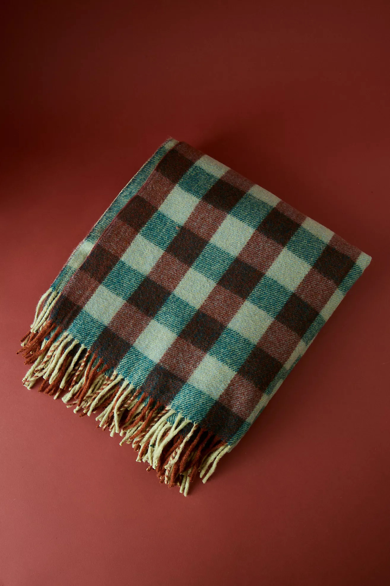 TBCo Gingham Wool Throw Blanket | Anthropologie (UK)