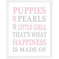 Puppies & Pearls Little Girls, That's What Happiness Is Made Of, Pink Gray, Baby Girl Nursery, Dog W | Etsy (US)