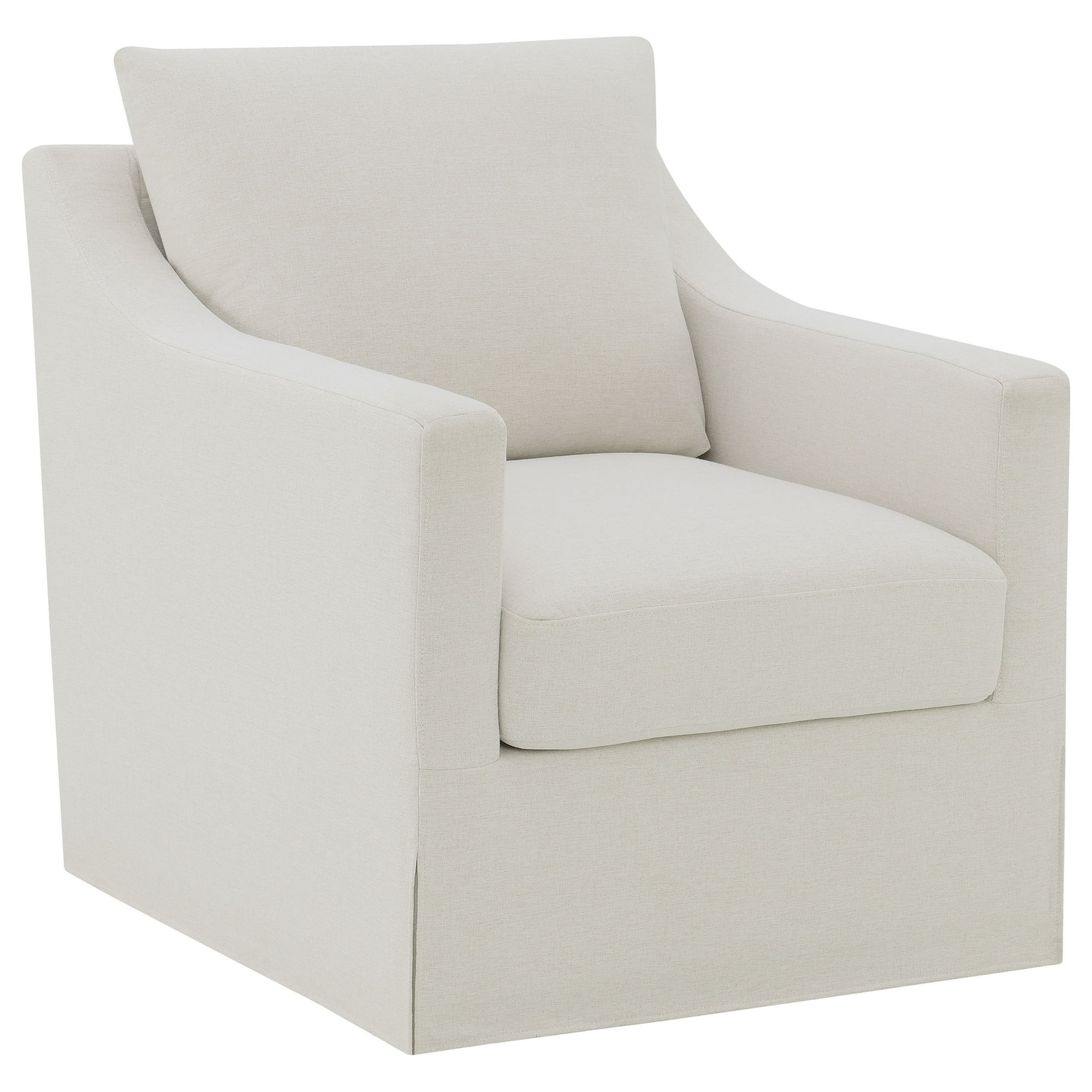 Winter Upholstered Sloped Arm Accent Swivel Chair Beige | Walmart (US)