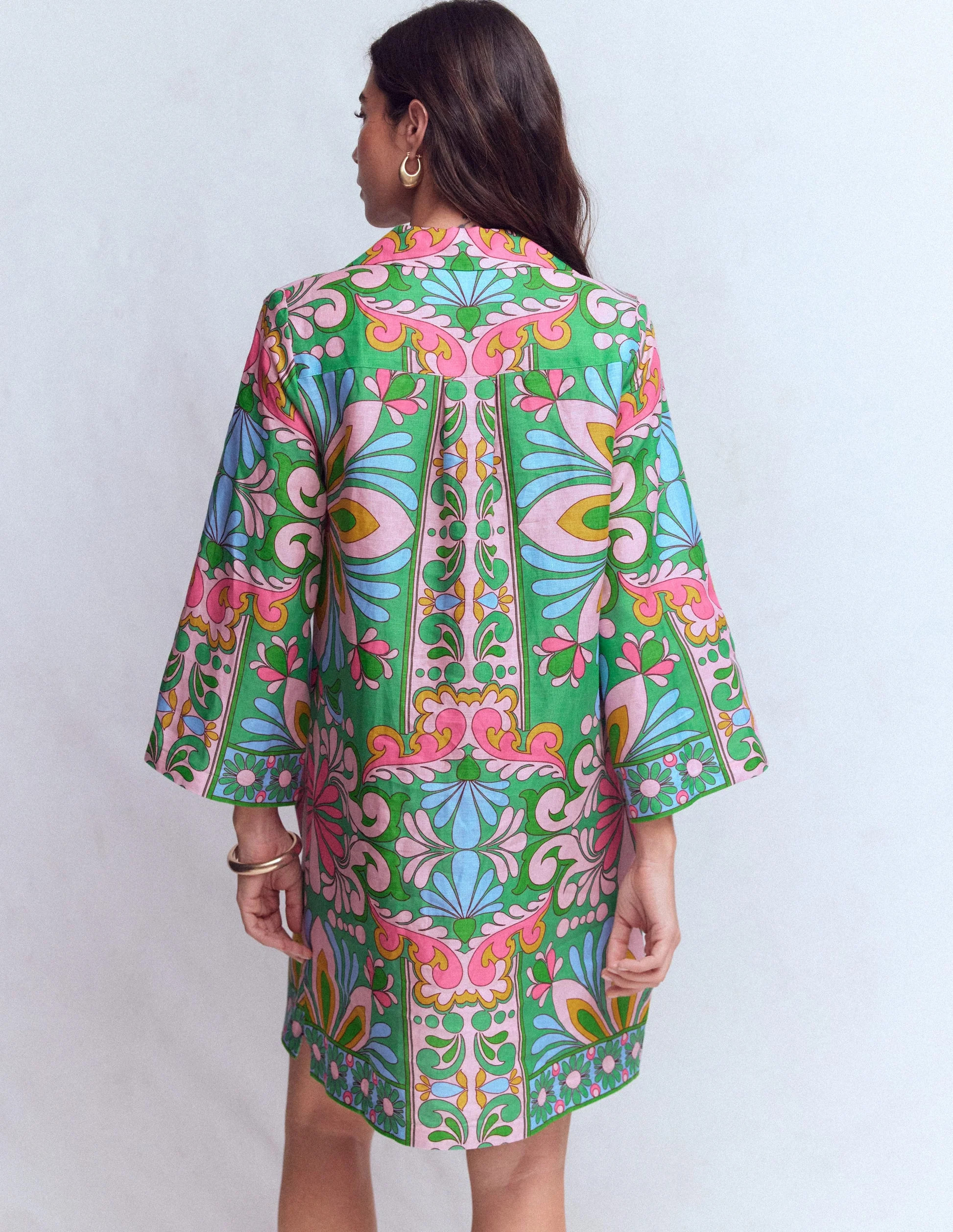 Carmen Linen Short Dress-Multi Bloom Tapestry | Boden (US)