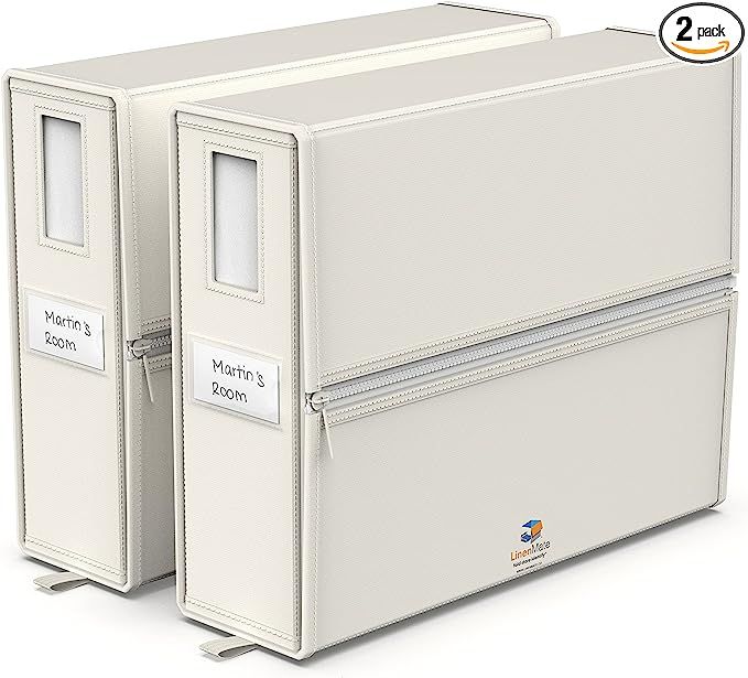 LINENMATE Twin/Full Size (Ivory 2-Pack) - The Original 2-Pack Storage Container, Foldable Bedding... | Amazon (US)