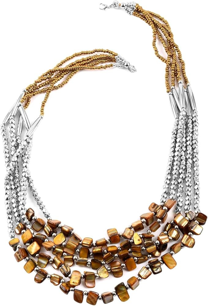 Shop LC Seed Bead Therapy Multi Strand Layered Choker Beaded Necklace for Women Jewelry Gifts for... | Amazon (US)