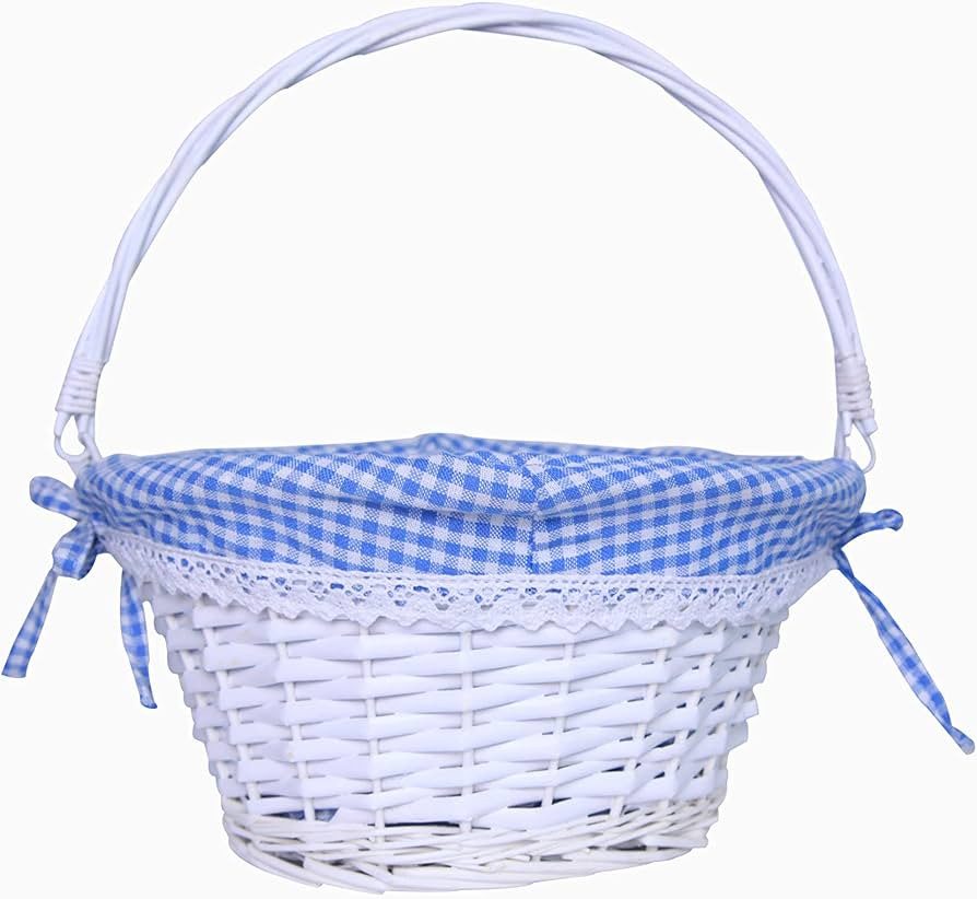 Easter Basket Gift Basket Oval Willow Round Wicker Storage Basket With One Drop Down Handle Fabri... | Amazon (US)