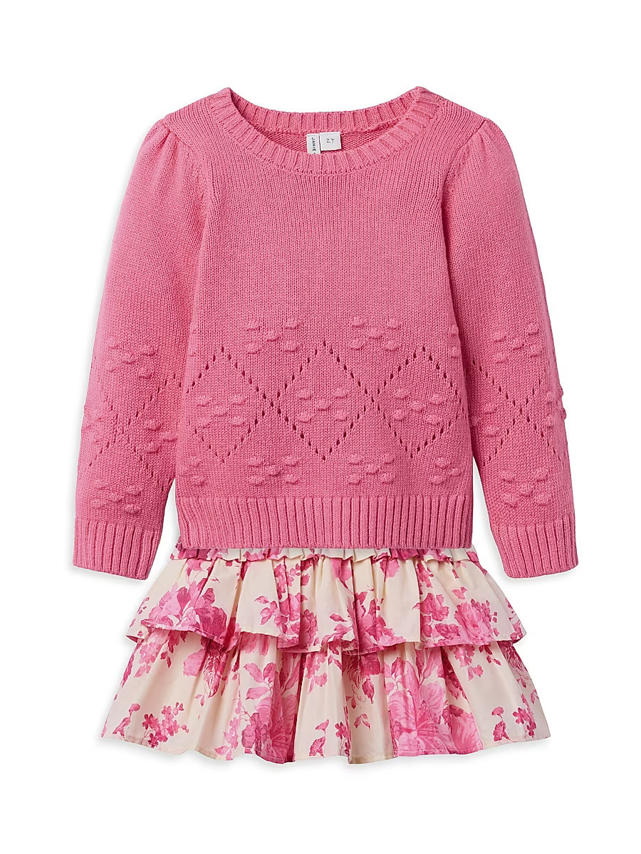 Little Girl's & Girl's Textured Sweater & Skirt Set - Size 12 | Saks Fifth Avenue