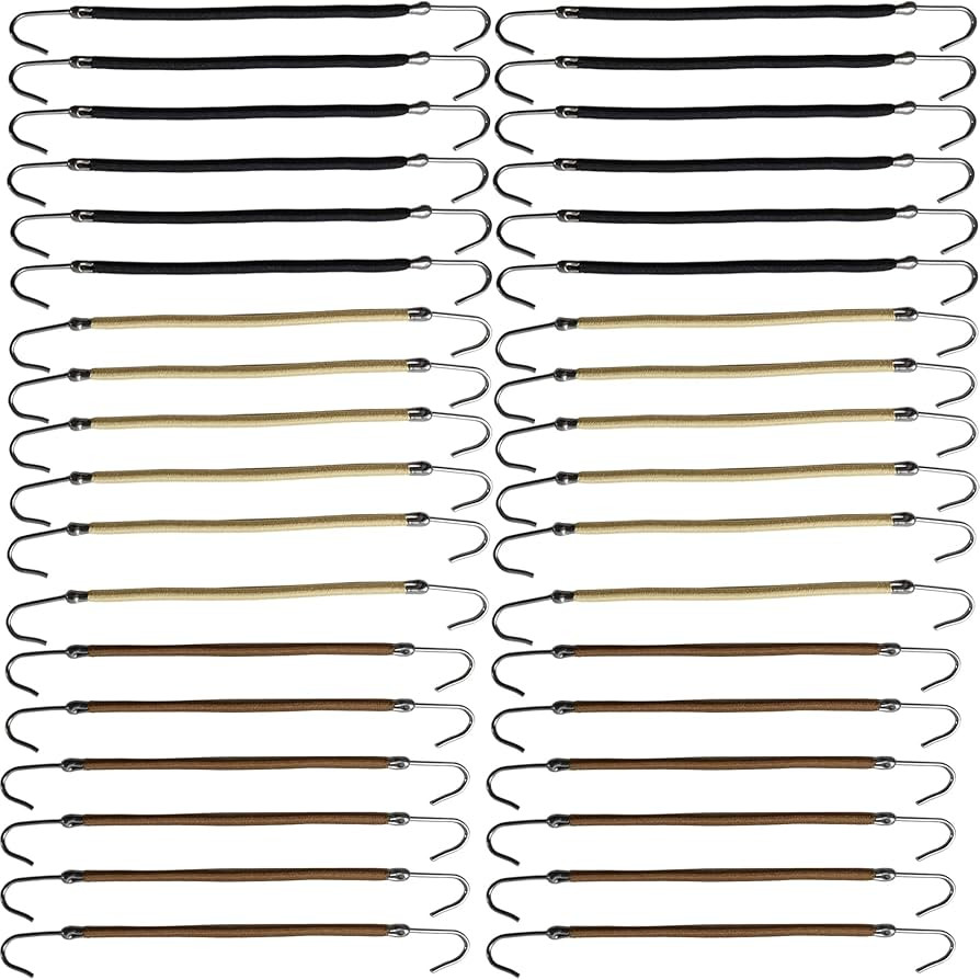 NSBELL 36PCS Elastic Hook Hair Tie Styling Ponytail Holder Hooks Hair Cord (Black, Coffee and Apr... | Amazon (US)