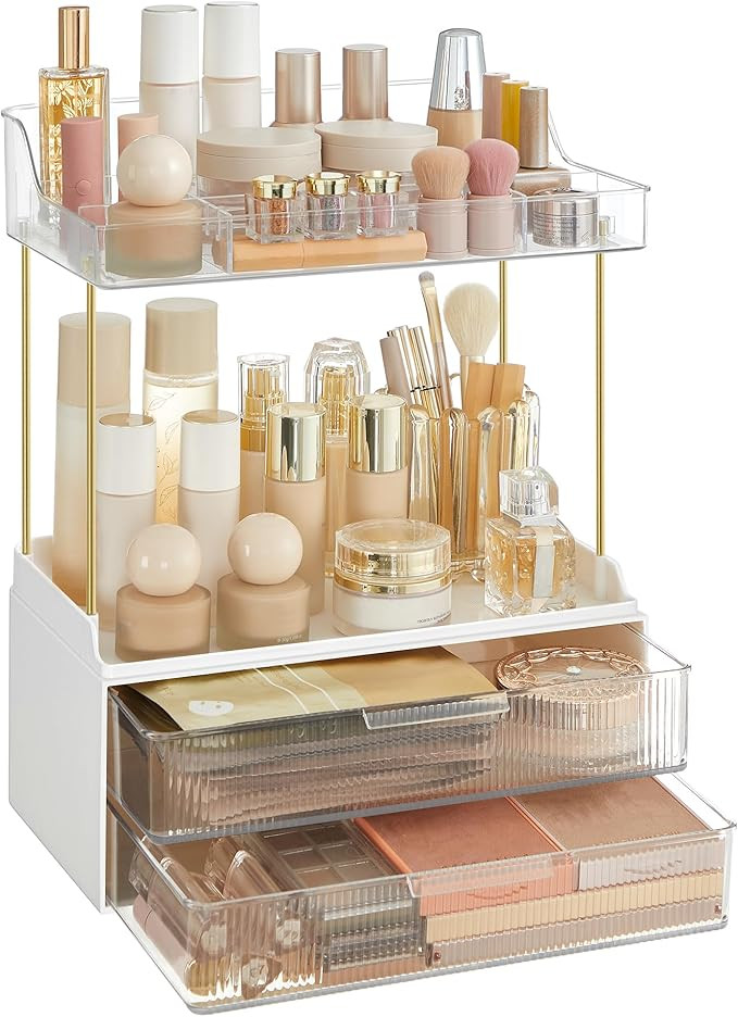 SONGMICS 4-Layer Makeup Organizer, Skincare Organizer, 4 Dividers, Anti-Slip Design, Bathroom Cou... | Amazon (US)