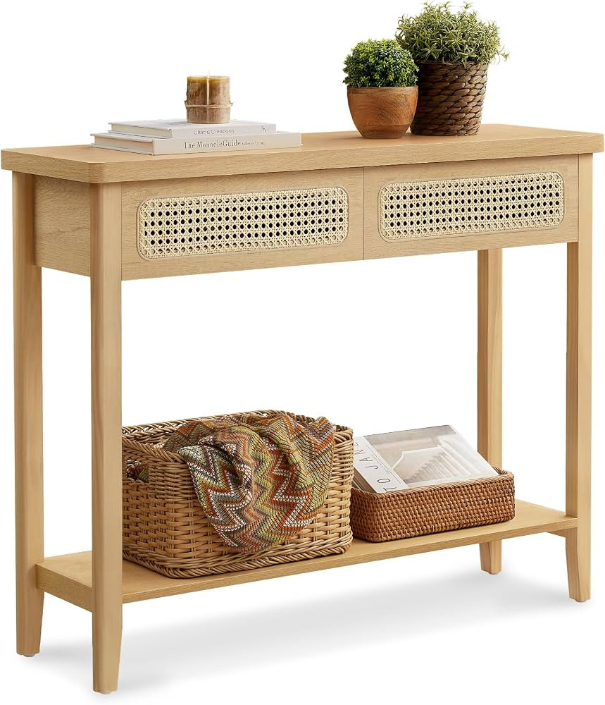VASAGLE Console Table, Boho Entryway Table, Narrow Sofa Table, Entry Table with 2 Drawers, Behind... | Amazon (CA)