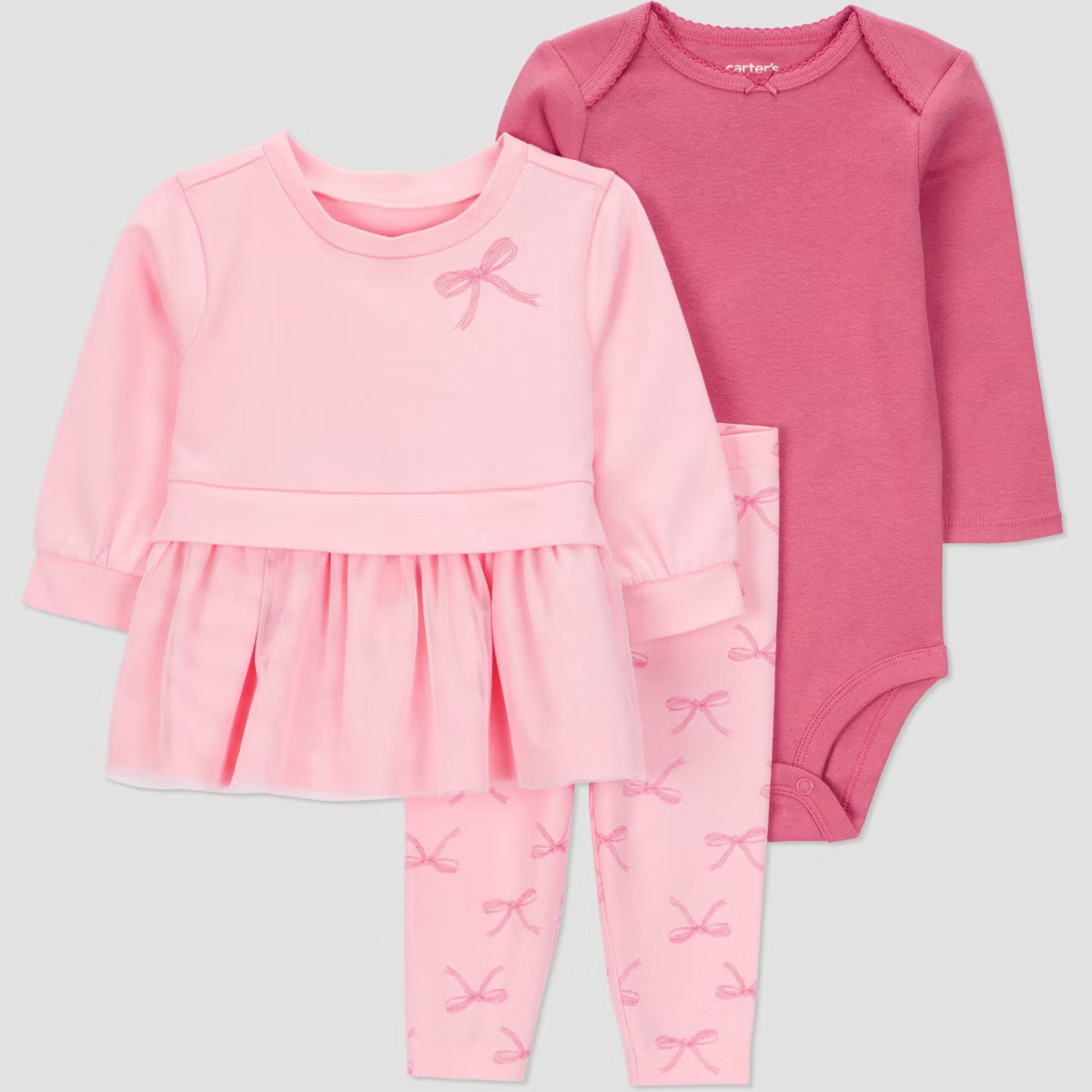Carter's Just One You® Baby Girls' 3pc Bows Top & Bottom Set - Pink | Target