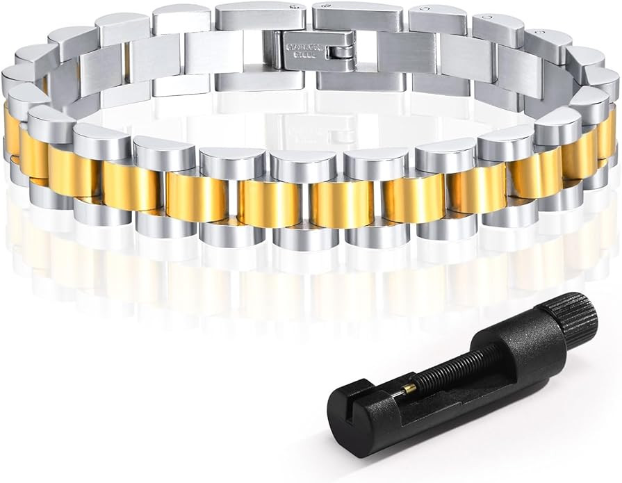 MPRAINBOW 2pcs 18K Gold Plated Chain Link Bracelet, Stainless Steel Crystal Friendship Bracelets ... | Amazon (US)